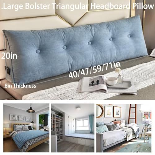 Large White Headboard Pillow Triangular Wedge Backrest Positioning Support Bed Rest Reading Pillows Headboard Wedge Pillows for Day Bed Bunk Bed with Removable Cover