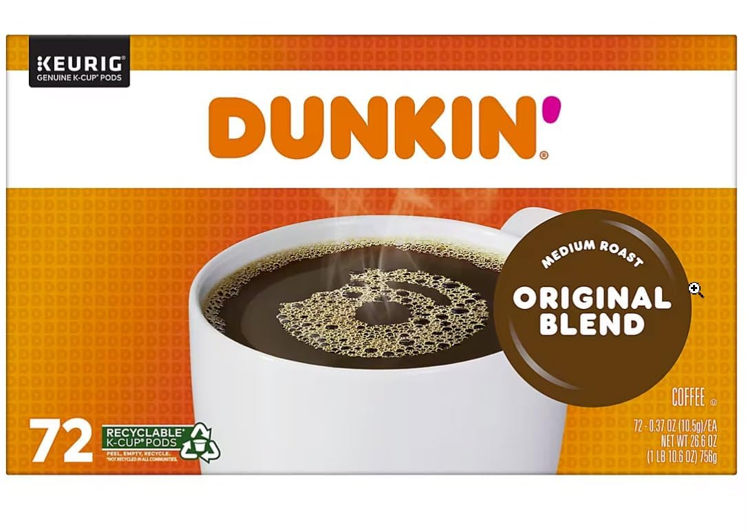 Generic Dunkin Donuts Original Blend Coffee K-Cup Pods, Medium Roast, 72ct