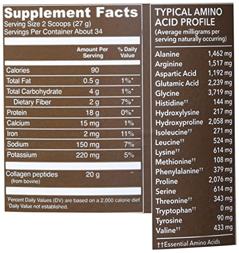 Vital Protein Collagen Peptides, Pasture Raised, Grass Fed, Paleo Friendly, Gluten / Zero Sugar Dairy Free, Chocolate, 32.56 Oz