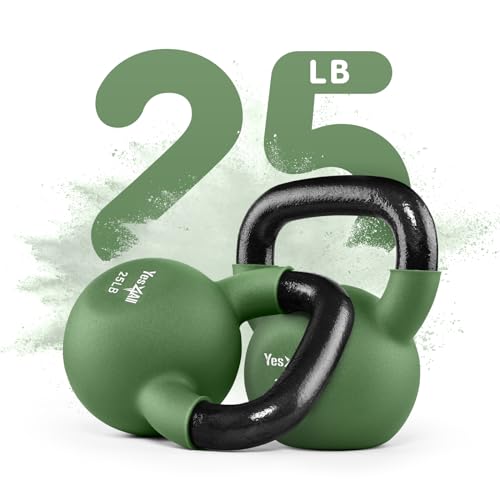 Yes4All Kettlebells 5lbs-65lbs & Kettlebell Sets Adjustable Weights, Neoprene Coated Solid Cast Iron Kettlebell for Home Gym
