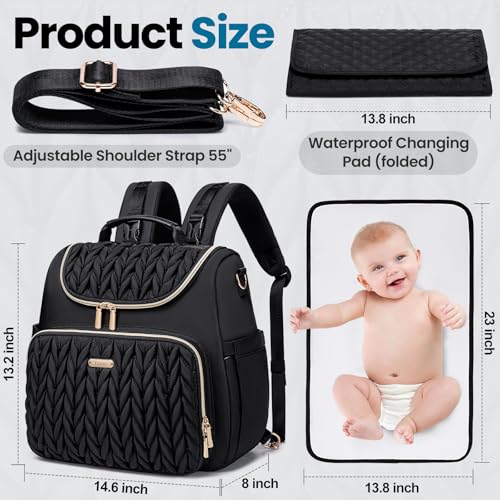 4 in 1 Convertible Diaper Bag Backpack,Waterproof Baby Diaper Bag with Changing Pad,Converts into Baby Tote Bag,Diaper Backpack,Stroller Bag and Crossbody Diaper Bag