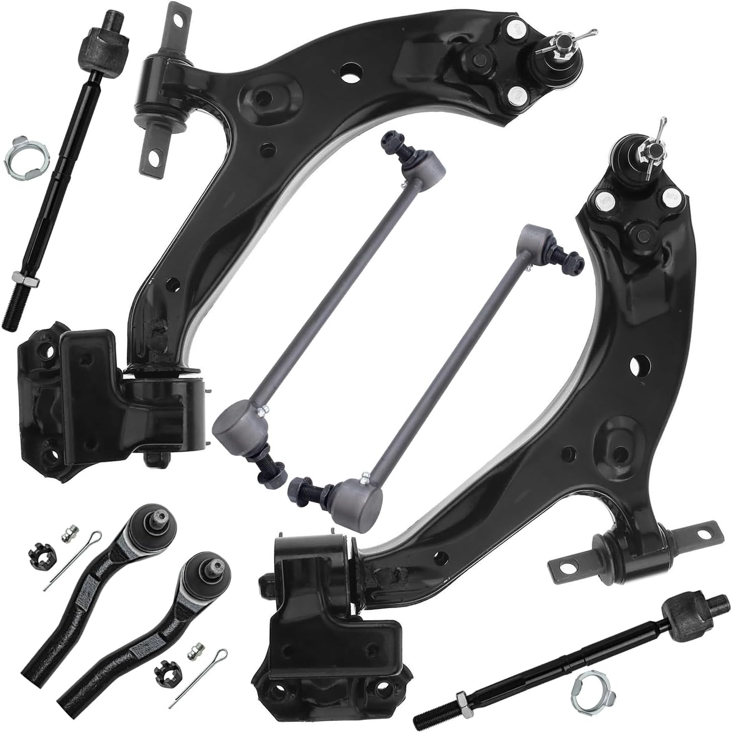 Detroit Axle - 8pc Front End Suspension Kit for 2012 2013 2014 Honda CR-V, 2 Lower Control Arms with Ball Joint 4 Inner & Outer Tie Rods 2 Sway Bar End Links Replacement