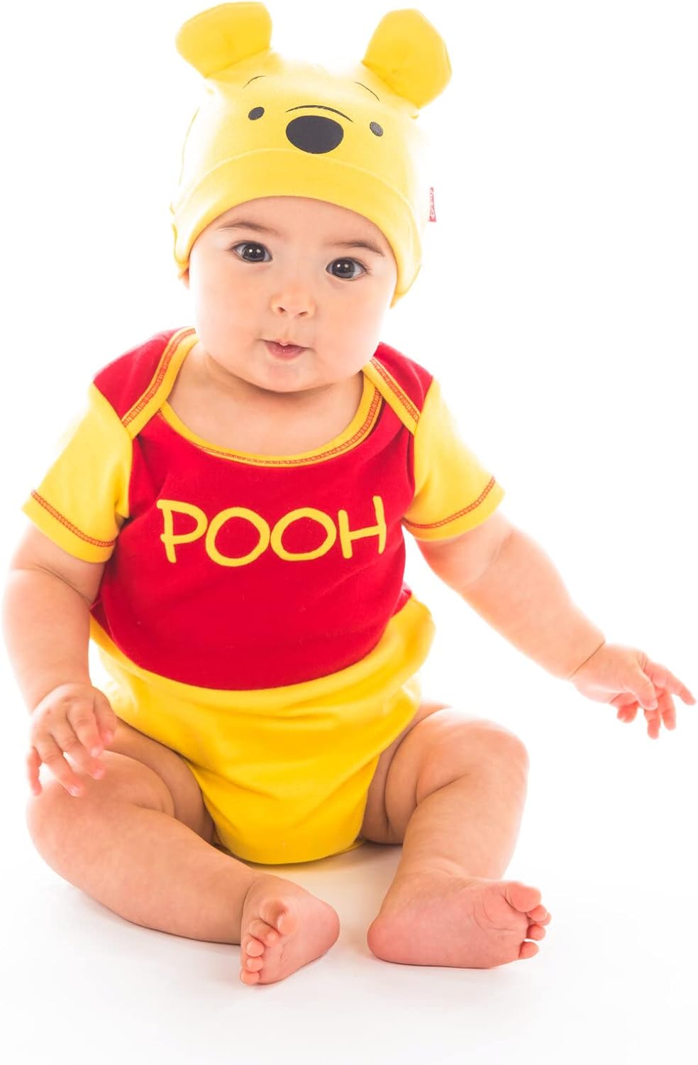 Disney Boys' Winnie the Pooh Bodysuit with Cap Set, Yellow, 6/9M