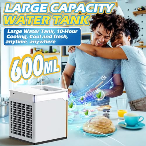 Portable Air Conditioners, Cooling fan with 7 Colors LED Light, 3 Wind Speed & 3 Cool Mist, Mini Personal Air Conditioner Anti-leakage Water Ice Cooling Fan Evaporative Air Cooler for Room Office