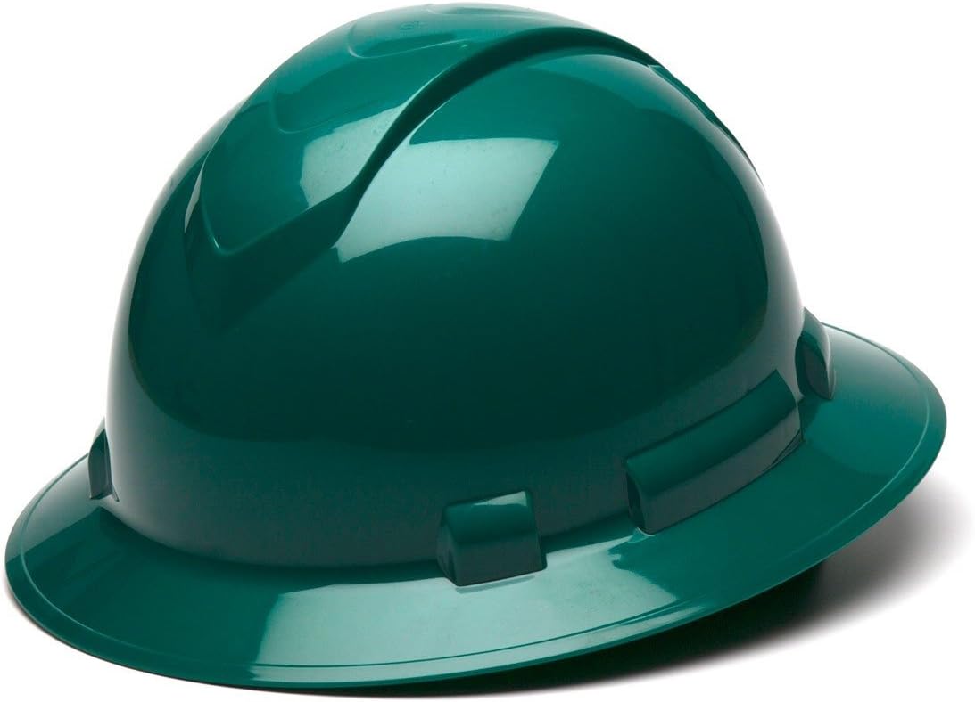 Pyramex Ridgeline Full Brim Hard Hat 4 Point Ratchet Green