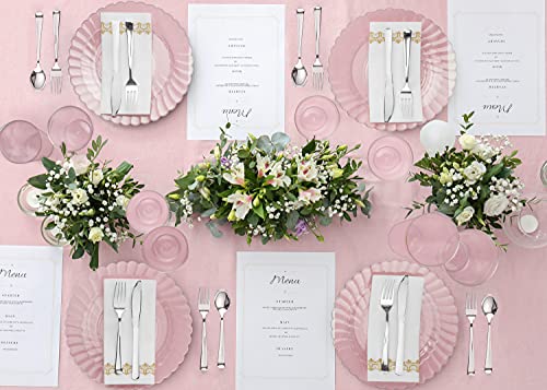 Perfect Settings 50 Piece (25 Sets) Premium Clear Plastic Plates 10 Inch Dinner / 7 Inch Salad Heavy Duty Elegant Disposable Dinnerware Plates (Clear Flared Wavy Edge)