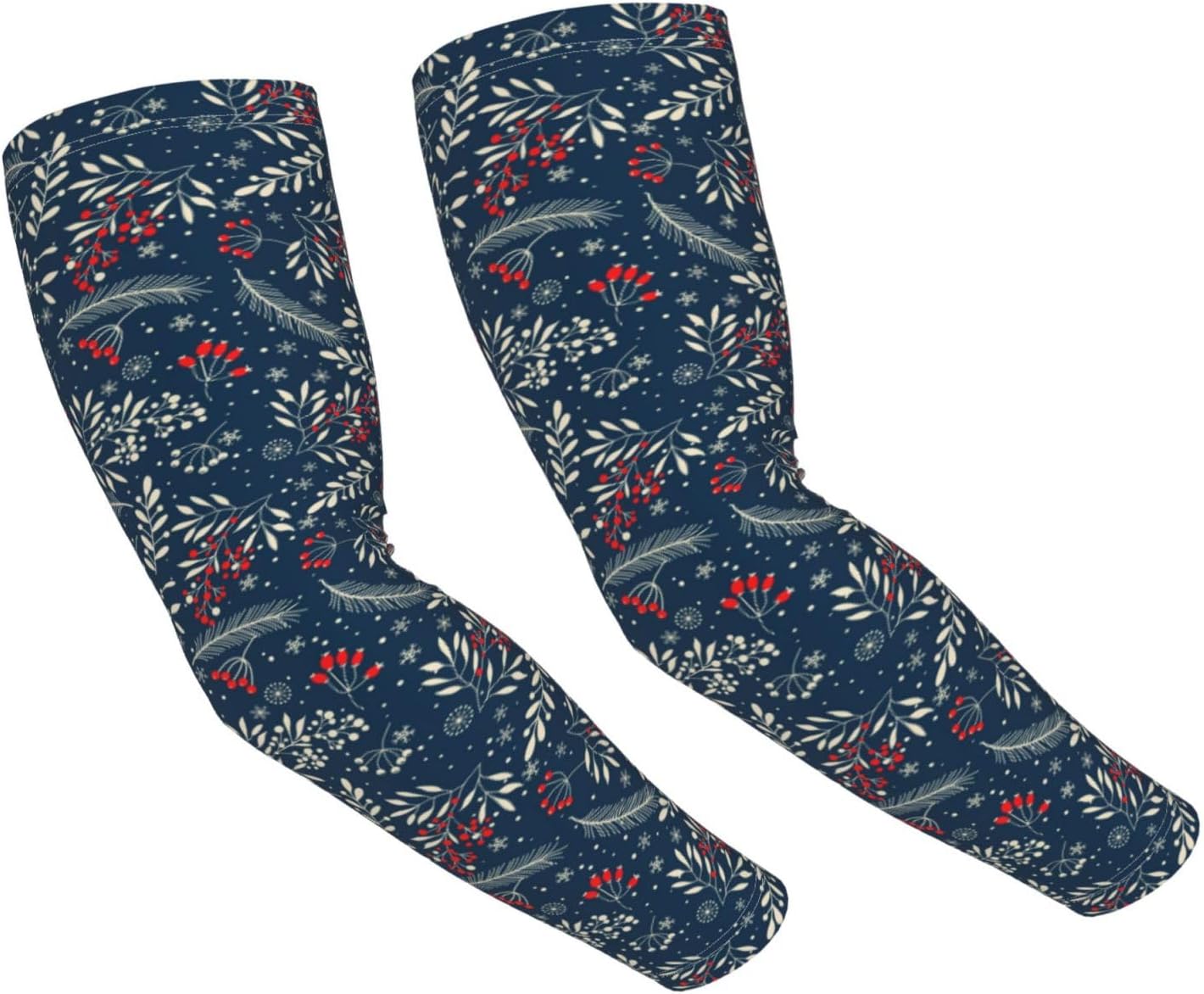 Cooling Arm Sleeves for Men Women Uv Protection - Merry Christmas Winter Leaves Tattoo Sleeves to Cover Arms for Women Men, Farmers Defense Gardening Sleeves, Compression Sleeves for Women