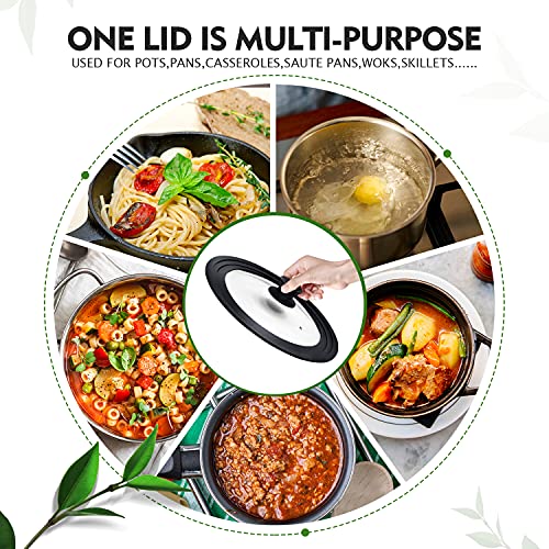 Universal Lid for Pots, Pans and Skillets, Pot Lid With Heat Resistant Silicone Rim and Tempered Glass, Fits 8