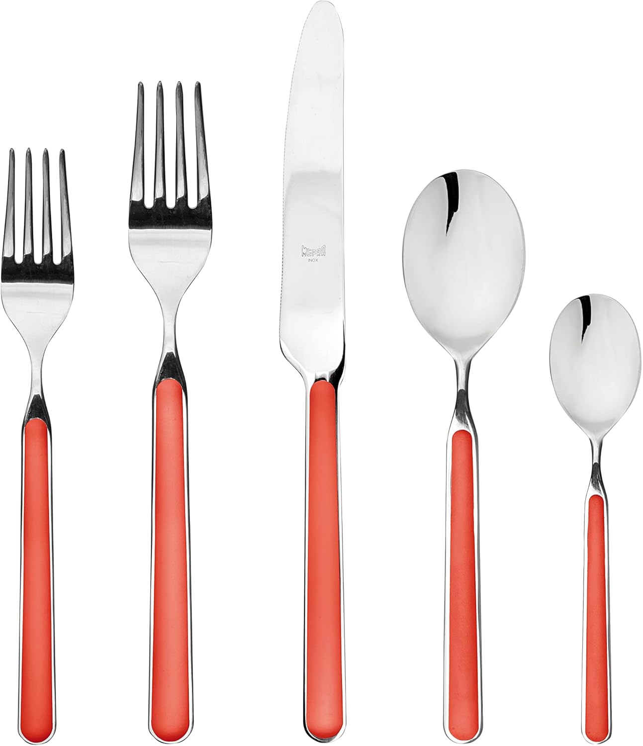 MEPRA 10C722005 Fantasia Coral 5-Piece Durable 18/10 Stainless Steel American Style Flatware Cutlery Set for Fine Dining, Dishwasher Safe, Service for 1