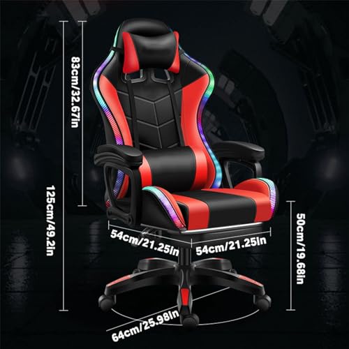 Ergonomic Video Game Chair with Massage,Adult Computer Chair with Footrest,Ergonomic Massage Computer Gaming Chair,with Headrest and Lumbar Pillow,Pu Leather,for Office Or Gaming,White