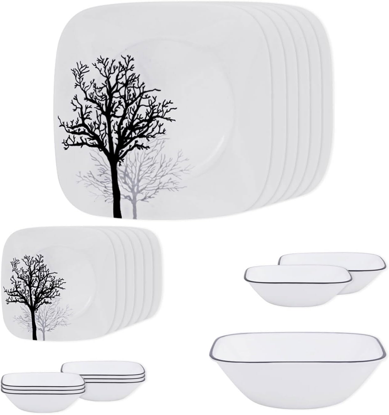 Corelle 21 Pc Square Round Dinner Set - Timber Shadows