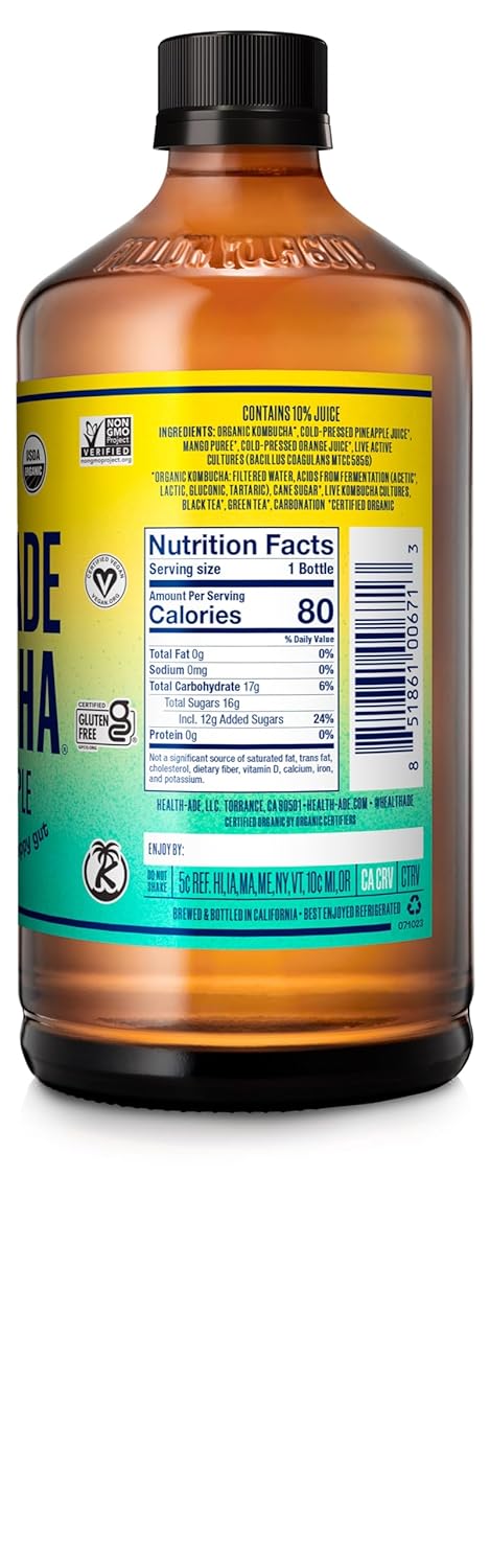 Health-Ade Tropical Punch Kombucha, 16oz, Blue-yellow