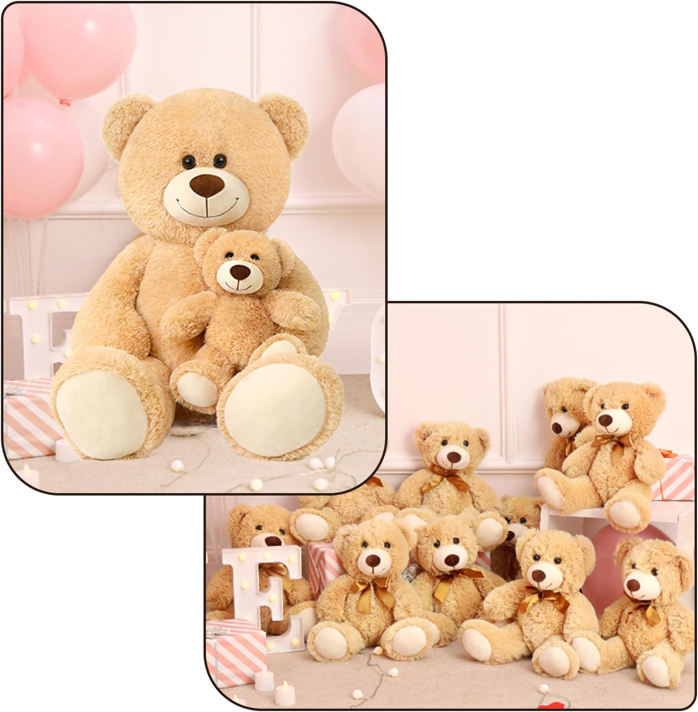 MorisMos Giant Teddy Bear Mommy and Baby Bear, with 14 Pieces Teddy Bears Plush Stuffed Animals