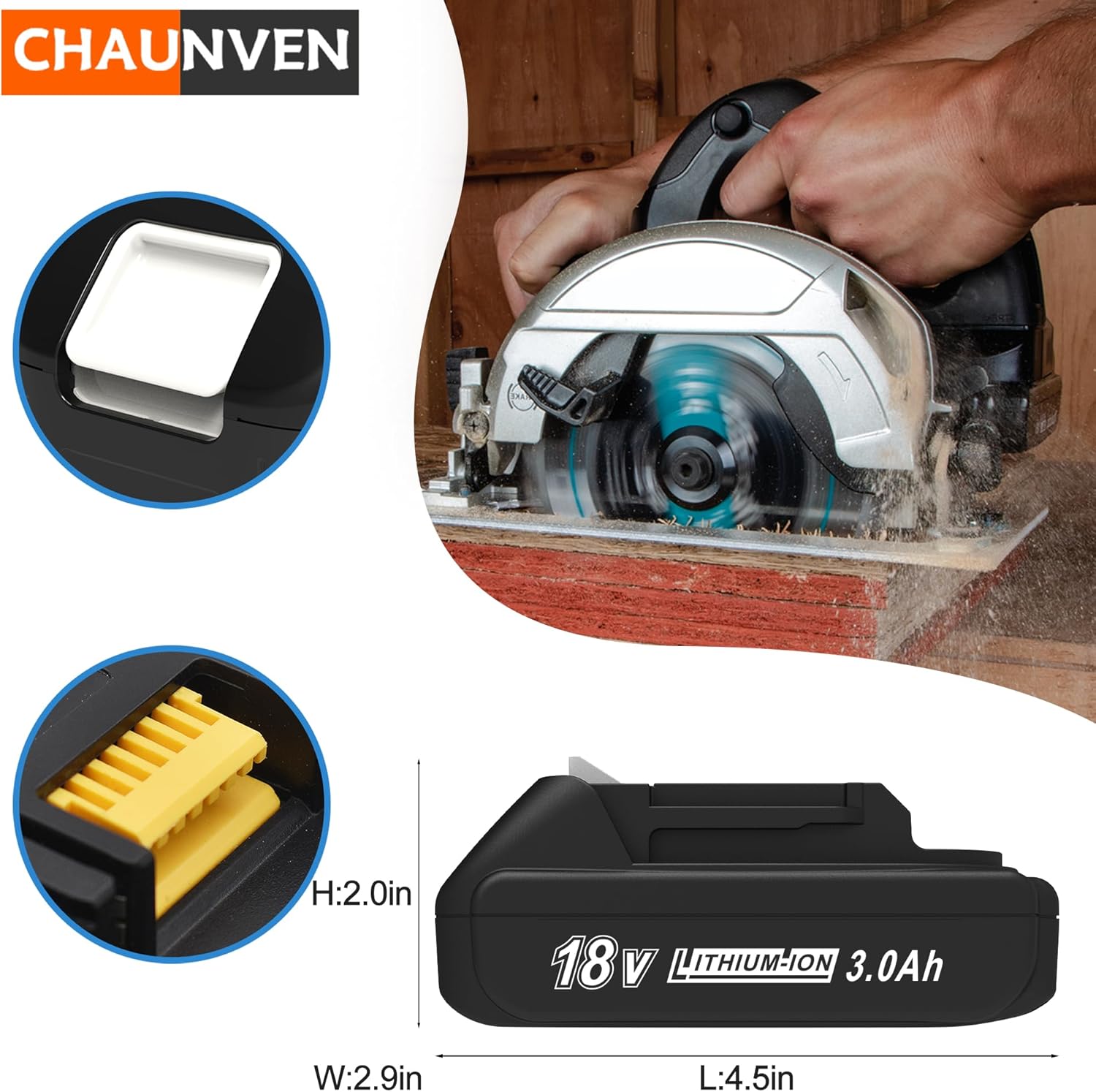 3000mAh 18V Battery Replacement for Makita 18V Battery Compatible with 18 Volt BL1830B BL1840B BL1850B BL1860B BL1815B Battery 2 Packs