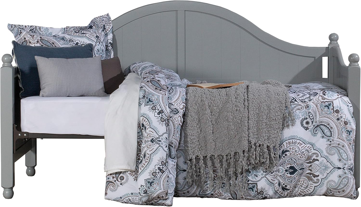 Hillsdale, 2545DBLHTR, Augusta Wood Daybed with Suspension Deck and Metal Roll Out Trundle, Gray, Twin