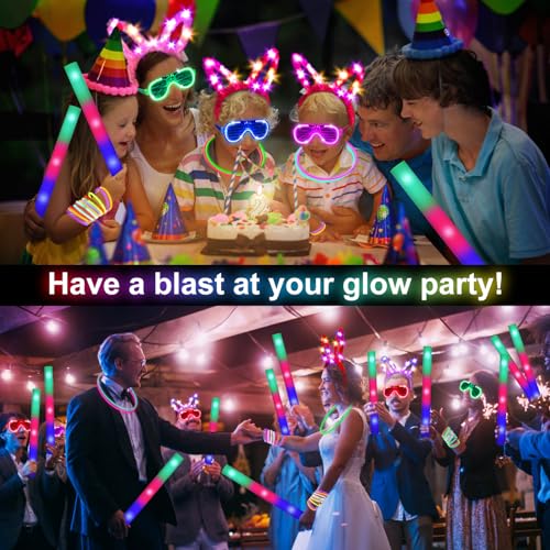 SHQDD40 Pack Light Up Glasses, LED Glasses 5 Neon Color Led Glasses, Shutter Shades Glow Stick Sunglasses, Neon Party Supplies for Kids Adults Birthday Wedding New Year Glow Toys Party