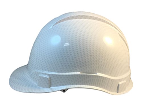 Pyramex Vented Cap Style RIDGELINE Patterned Hard Hat with 6 Point Ratchet Suspension and Hard Hat Tote - Shiny White