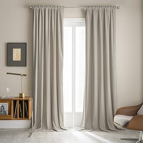 Baby Pink Velvet Curtains for Girls Bedroom, Back Tab Rod Pocket Soundproof Room Darkening Window Drapes Light Blocking Privacy Assured for Living Room 52 x 96 Inch Length, 2 Panels Set