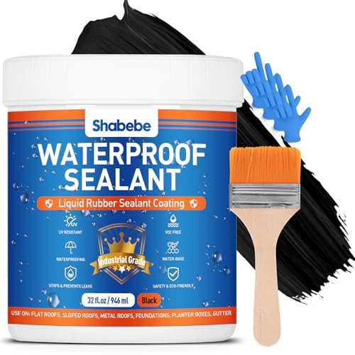 Waterproof Agent 32oz/Black, Liquid Rubber Waterproof Sealant, Industrial Grade Flex Seal Liquid Waterproof Glue, Anti-Leakage Waterproof Adhesive Coating for Bathroom, Kitchen, Garden, Roofs, Walls