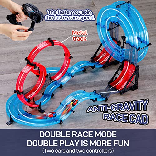 Slot Car Race Track Sets for Kids, Magnetic Attraction Track Builder, Electric Remote Control Track Car Birthday Toys for Boys Kids Age 6 7 8-12