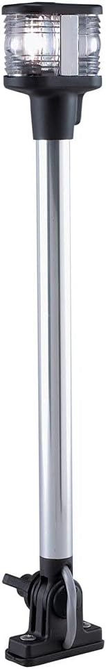 Perko 1181DP0CHR Fold-Down Combination Masthead/White All-Round Light - Horizontal Mount, Silver