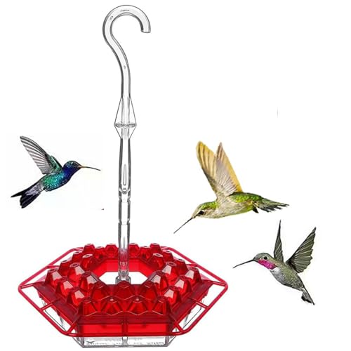 Hummingbird Feeder, 30 Feeder Ports with Perch and Built-in Ant Moat, Outdoor Hanging Hummingbird Feeder, Easy to Clean, Outdoor Hanging Yard Garden Decoration (Red)
