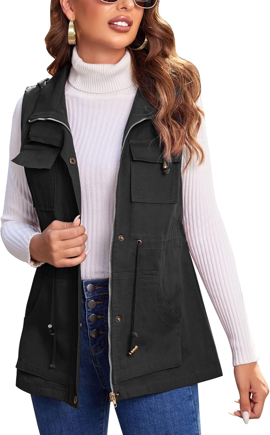 Beyove Womens Lightweight Sleeveless Military Anorak Vest