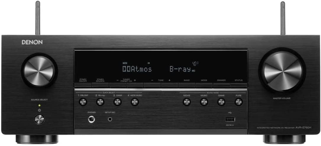 Denon AVR-S760H 7.2-Channel Home Theater AV Receiver 8K Video Ultra HD 4K/120 - (Renewed)