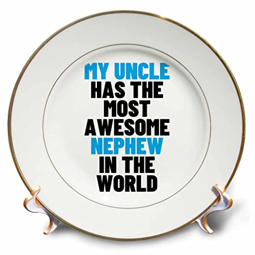 3dRose 8 inch Porcelain Plate - My Uncle Has The Most Awesome Nephew In The World Rosette - Family