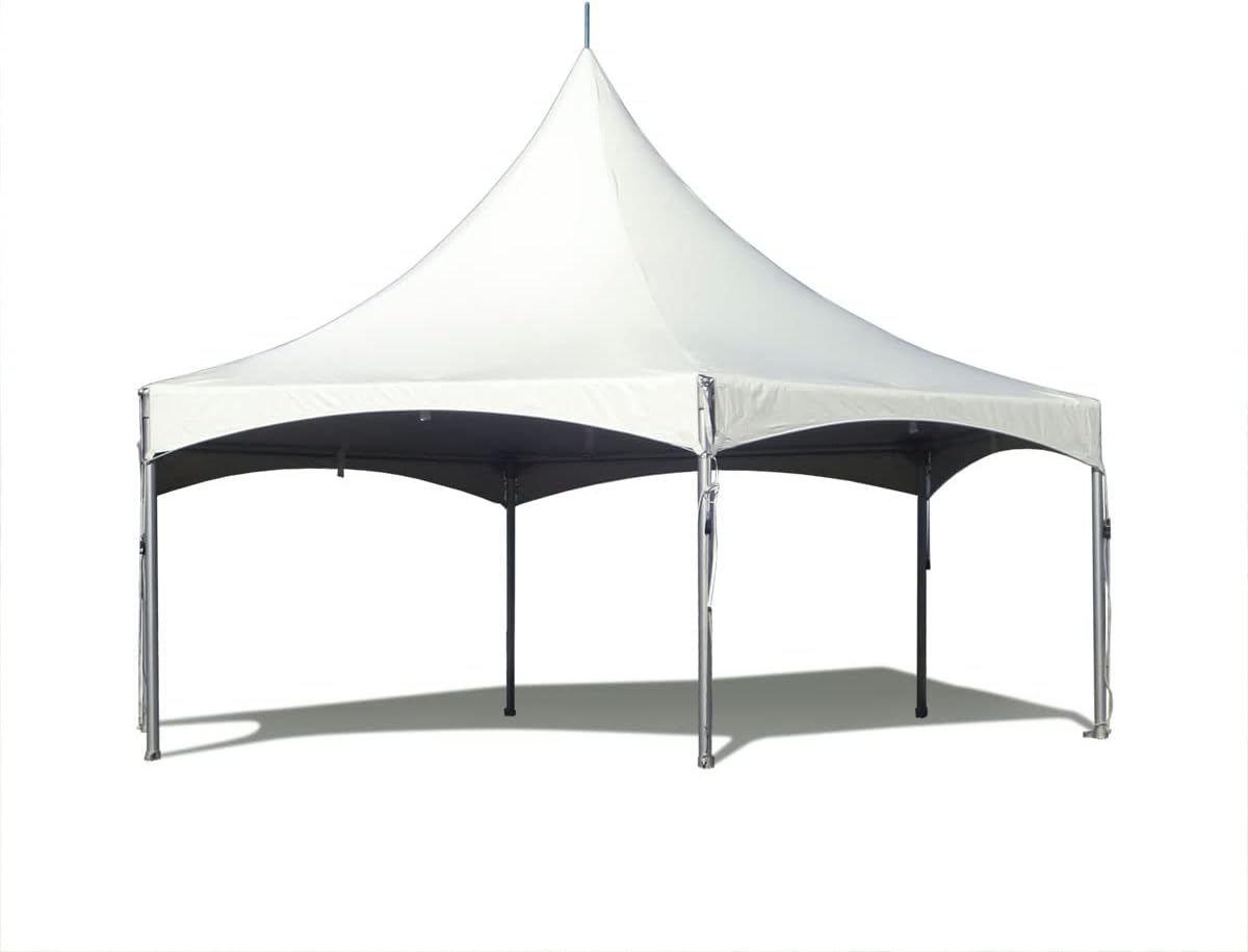 TentandTable 30' x 30' High Peak Hexagon Frame Party Tent, White Top, Outdoor Waterproof Canopy Tent for Parties and Wedding Events, 9' Poles, 20.5' Height, 2.5 Inch Durable Aluminum Frame