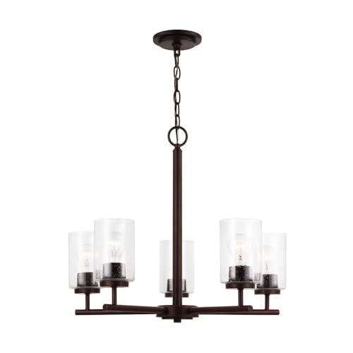 Generation Lighting 31170-710 Oslo - 3 Light Chandelier in Contemporary Style-16.5 Inches Tall and 15 Inches Wide, Bronze Finish with Clear Seeded Glass