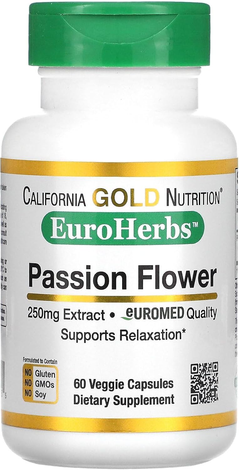 California Gold Nutrition EuroHerbs, Passion Flower Extract, Euromed Quality, 250 mg, 60 Veggie Capsules