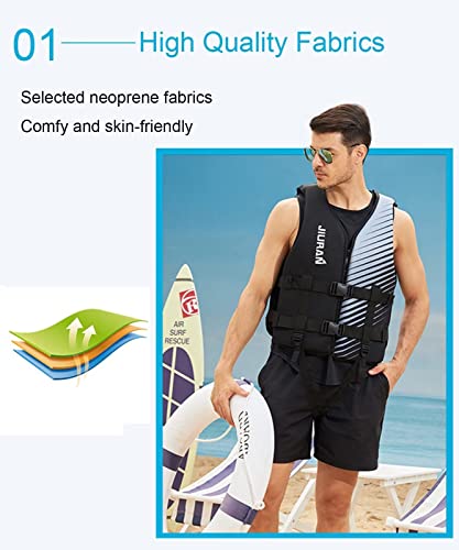 huraty Adult Kayaking Vest with Leg Straps, High Buoyancy Swim Vest Jacket for Boating Fishing Surfing, Neoprene Youth Swim Jacket