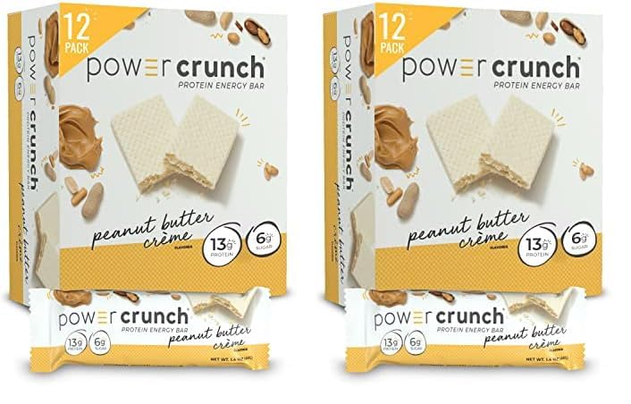 Power Crunch Protein Wafer Bars, High Protein Snacks with Delicious Taste, Peanut Butter Crème, 1.4 Ounce (12 Count)