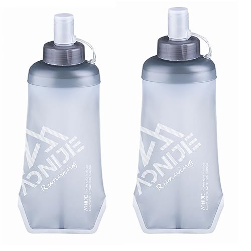 AONIJIE Folding TPU Soft Running Flask Collapsible Water Bottles BPA-Free for Hydration Pack, Ideal for Marathon Hiking Walking, Climbing (500ml/16.9oz-2Pack(Pull switch)