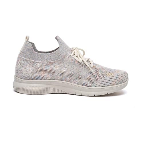 Bernal Women Sparkle Walking Tennis Shoes Casual Lace-Up Non Slip Breathable Mesh Working Sneakers Gym Workout Shoes