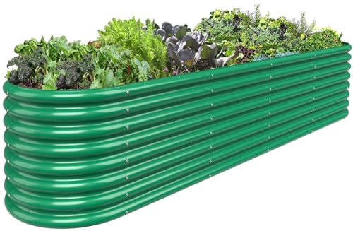9FT(L)×2FT(W)×2FT(H) Raised Garden Bed for Flowers, 9 in 1 Adjustable Outdoor Raised Planter Box, Backyard Raised Garden Bed for Plant, Dark Green