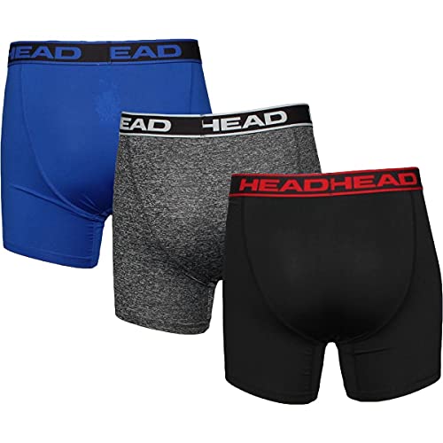 HEAD Mens Performance Underwear - 3-Pack Stretch Performance Boxer Briefs Breathable No Fly Up to Size 5X