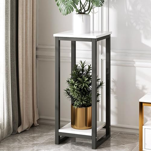 Tall Plant Stand Indoor, Square Metal Plant Rack Holder For Indoor Plants, 2-Tier Modern Corner Flower Pots Planter Holder, Stable Rust Prevention Storage Plant Shelf, For Patio Garden Deck