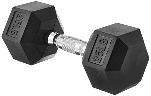 Amazon Basics Rubber Encased Exercise & Fitness Hex Dumbbell, Single, Hand Weight For Strength Training