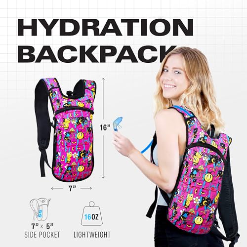 Sojourner Hydration Pack, Hydration Backpack - Water Backpack with 2l Hydration Bladder, Festival Essential - Rave Hydration Pack Hydropack Hydro for hiking, running, biking, festival gear