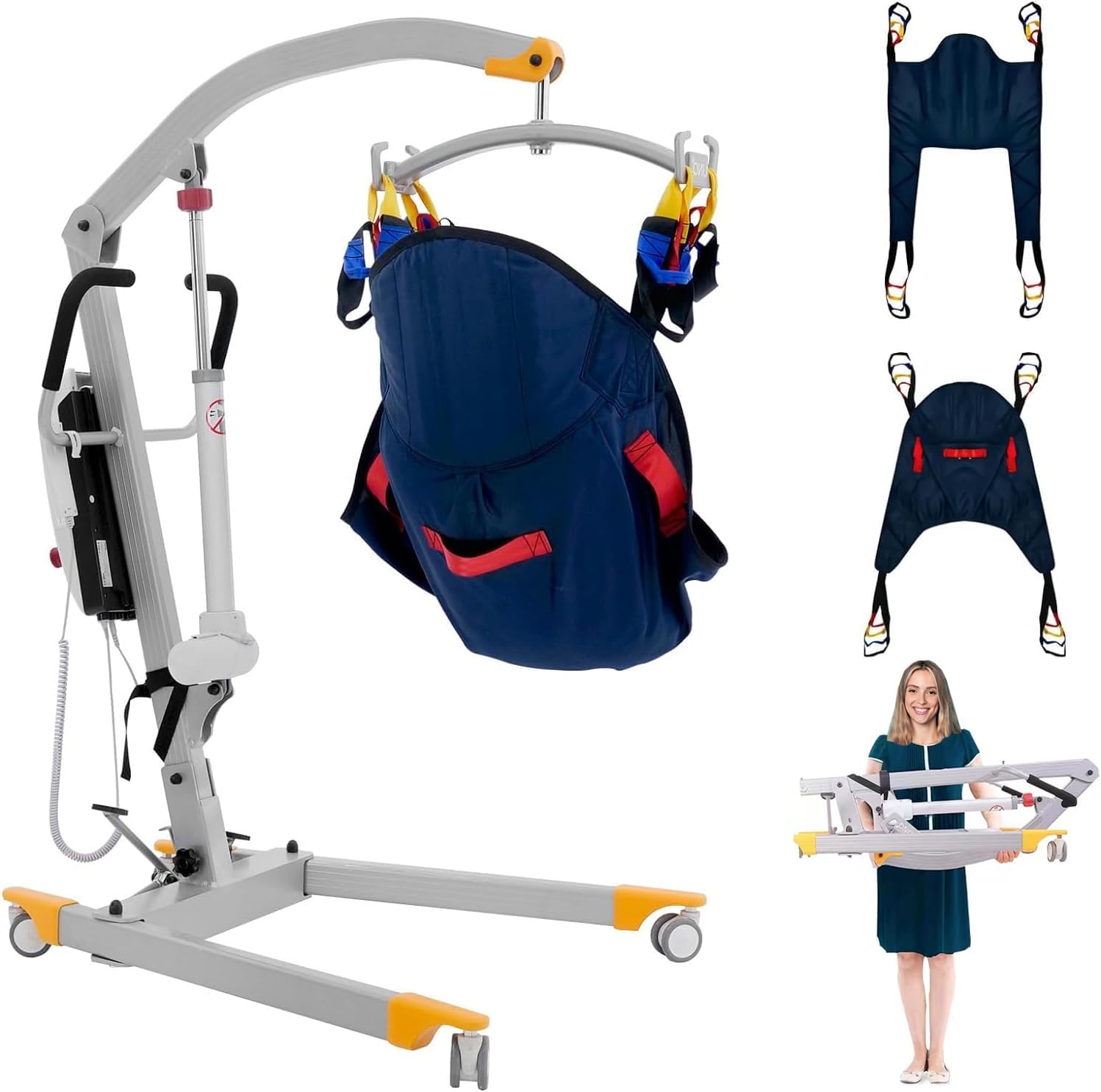 Electric Patient Lift - Premium Aluminum Folding Electric Hoyer-Lift for Home, Efficient 500lbs Electric Body Transfer Lifter for Car with Robust MOTECK Motor