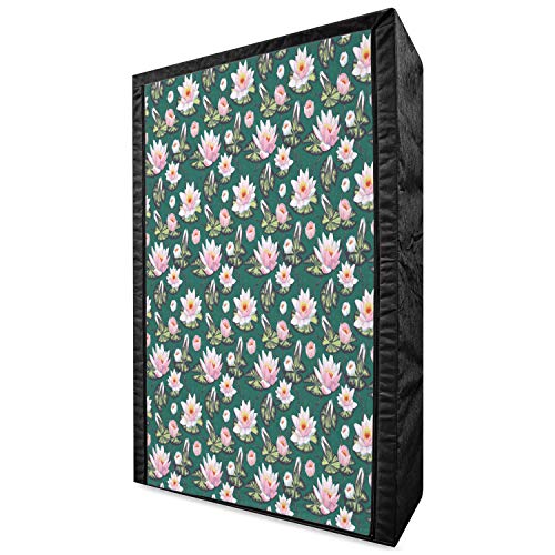 Ambesonne Asian Leaves Portable Fabric Wardrobe, Petals Floating on The Water Oriental Style, Clothing Organizer and Storage Closet with Shelves, 33.5