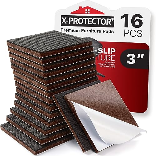 X-Protector Non Slip Furniture Pads for Hardwood Floors 32 PCS 2” - Round Anti Slip Furniture Pads - Self-Adhesive Rubber Furniture Pads Non Slip - Ideal Furniture Stoppers to Prevent Sliding!