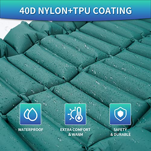 Camping Sleeping Pad Inflatable Sleeping Mat with Pillow Built-in Pump Compact Ultralight Waterproof Camping Air Mattress for Backpacking, Hiking, Tent, Traveling & Outdoor Blue