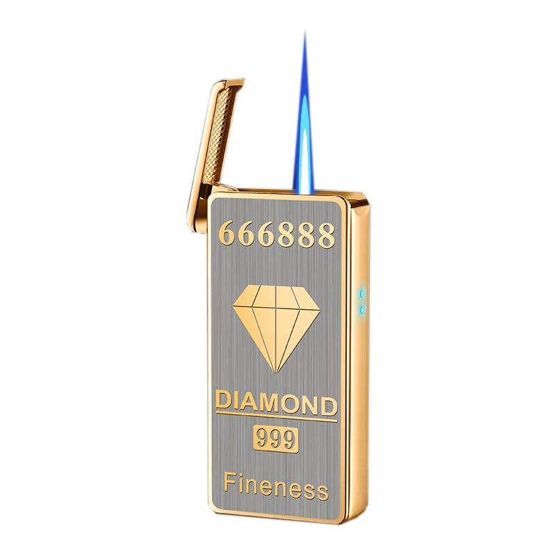 Windproof Jet Torch Flame Lighter, Butane Refillable Lighter, Portable Windproof Lighter with Adjustable Flame Size for Fireplace BBQ Camping (No Gas)(Dragon)