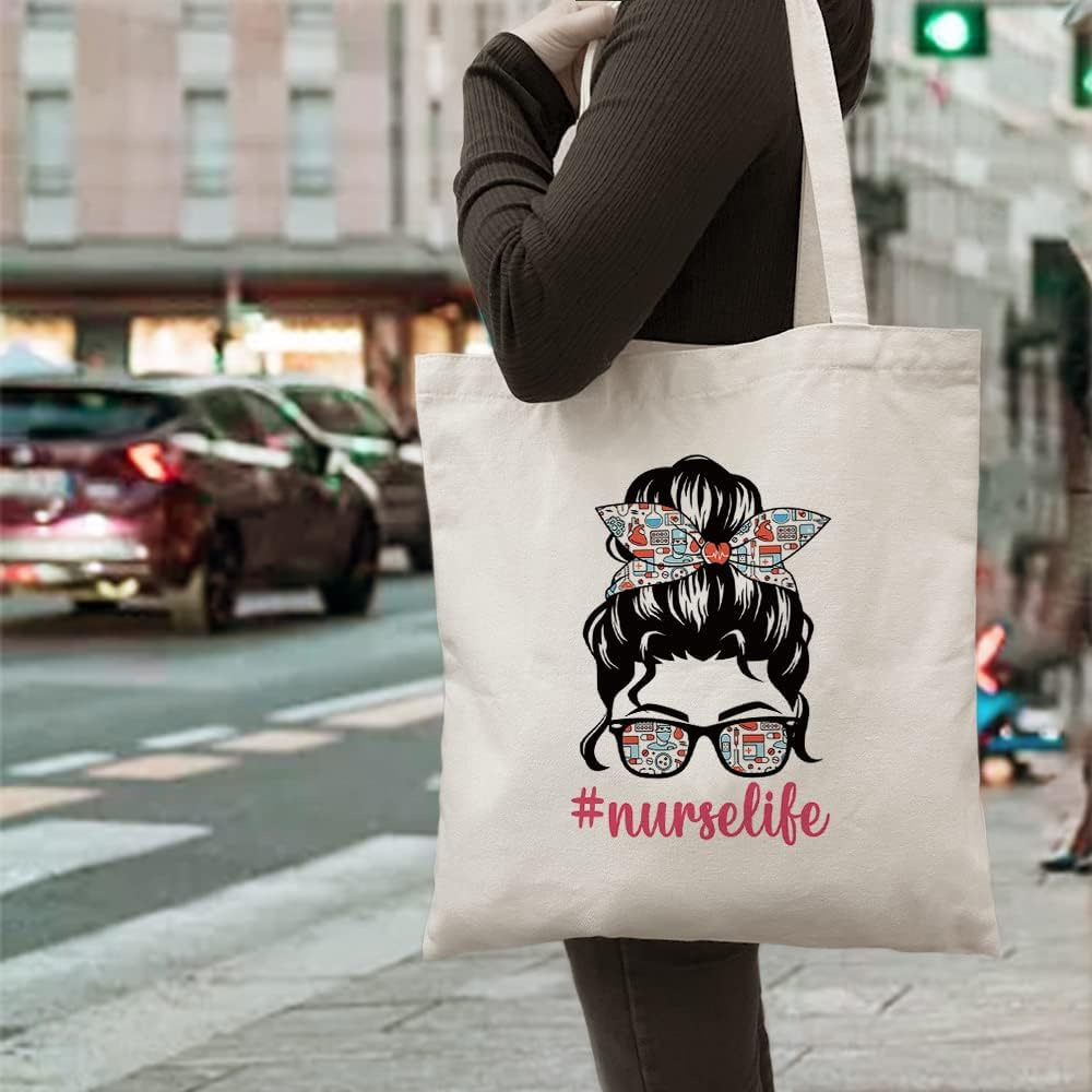 Nurse life Tote Bag, Gifts for Nurse Practitioners，Nurse Graduation Gift，Registered Nurse Appreciation Gift，Nursing School Nurse Practitioner Supplies，The Best Nurse Birthday Gift Ever