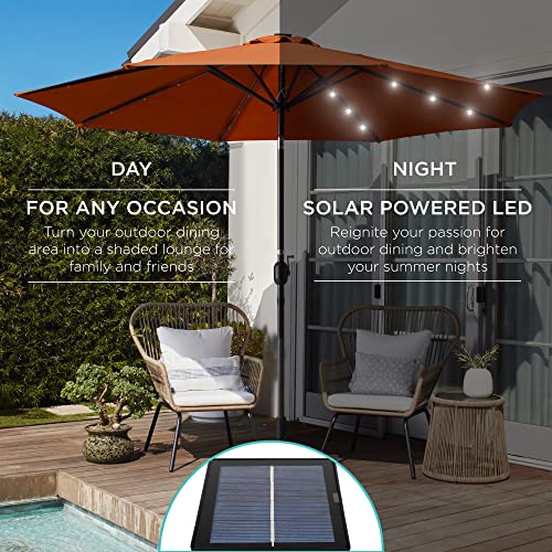 Best Choice Products 10ft Solar Polyester LED Lighted Patio Umbrella w/Tilt Adjustment and UV-Resistant Fabric - Gray