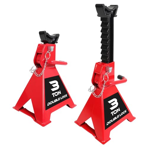BIG RED AT42002R Torin Steel Car Jack Stands: 2 Ton (4,000 lb) Capacity, Red, 1 Pair