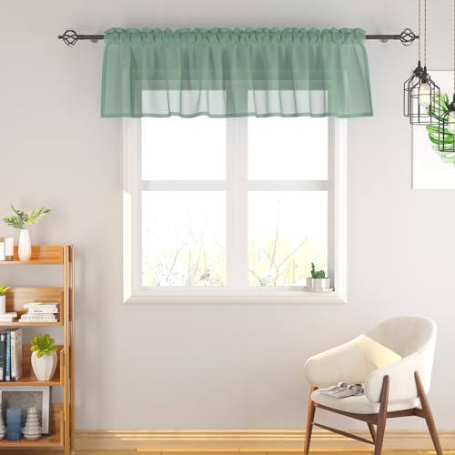 Red Valance Sheer Valence 18 inch Curtains Living Room Window Curtain Bedroom Kitchen Small Short Mini Curtain Panels Topper Rod Pocket 1 Panel 52